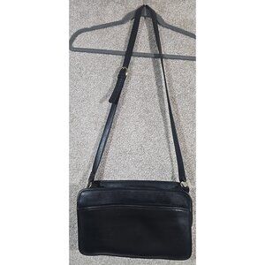 Vintage Coach 101-50 Black Leather Crossbody Bag Travel Organizer Korea Brass